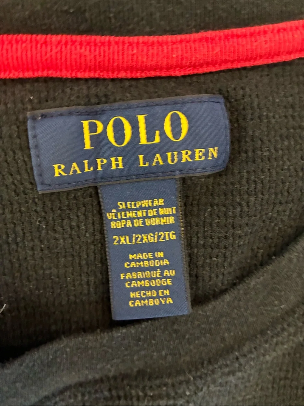 Polo by Ralph Lauren Black Long-Sleeve Crewneck Sleepwear Shirt with Red Pony